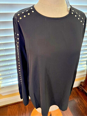 Catherine Malandrino Black Stud-Detail Top Size Medium NWT